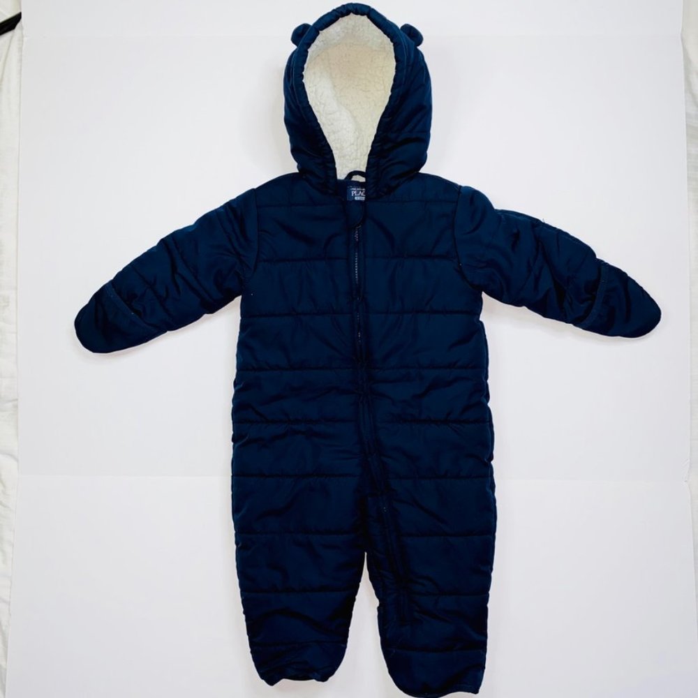 The Children’s Place Navy Bunting Suit with Sherpa Lined Hood Size 9-12 months